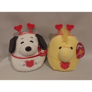 Squishmallows Valentines Day Snoopy & Woodstock Plush Stuffed Animals NWT (flaw)